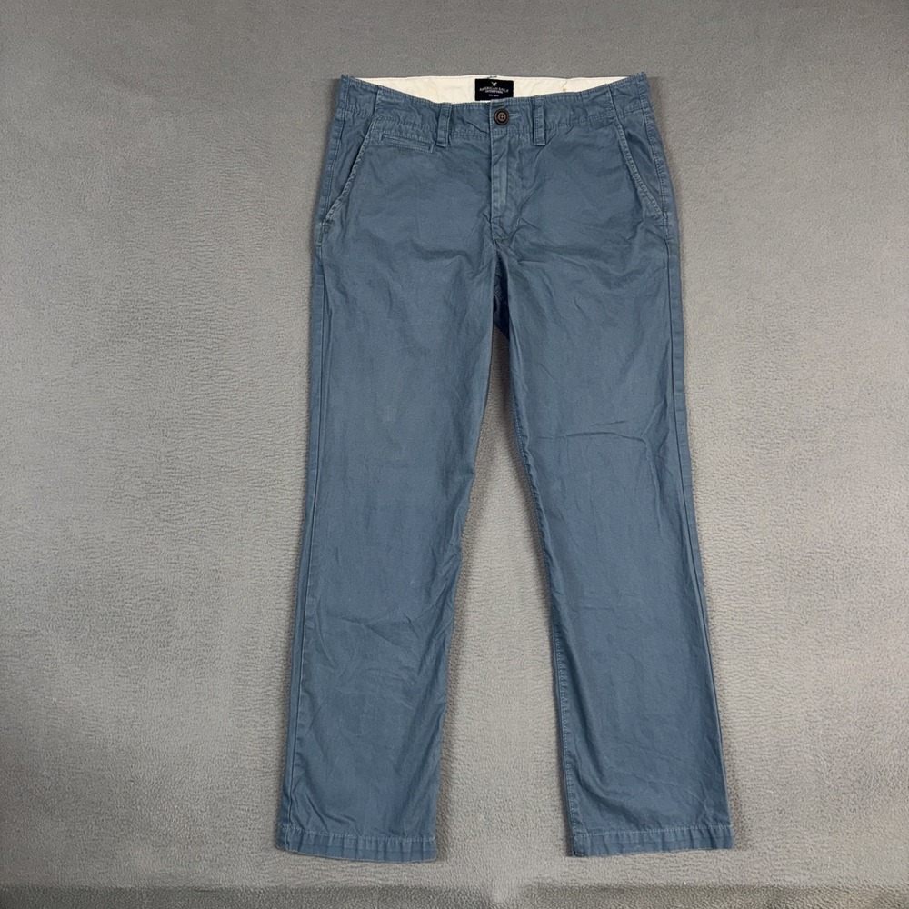 American Eagle Pants Mens 32x32 (Fits 32x30) Blue Original Straight Cotton Twill